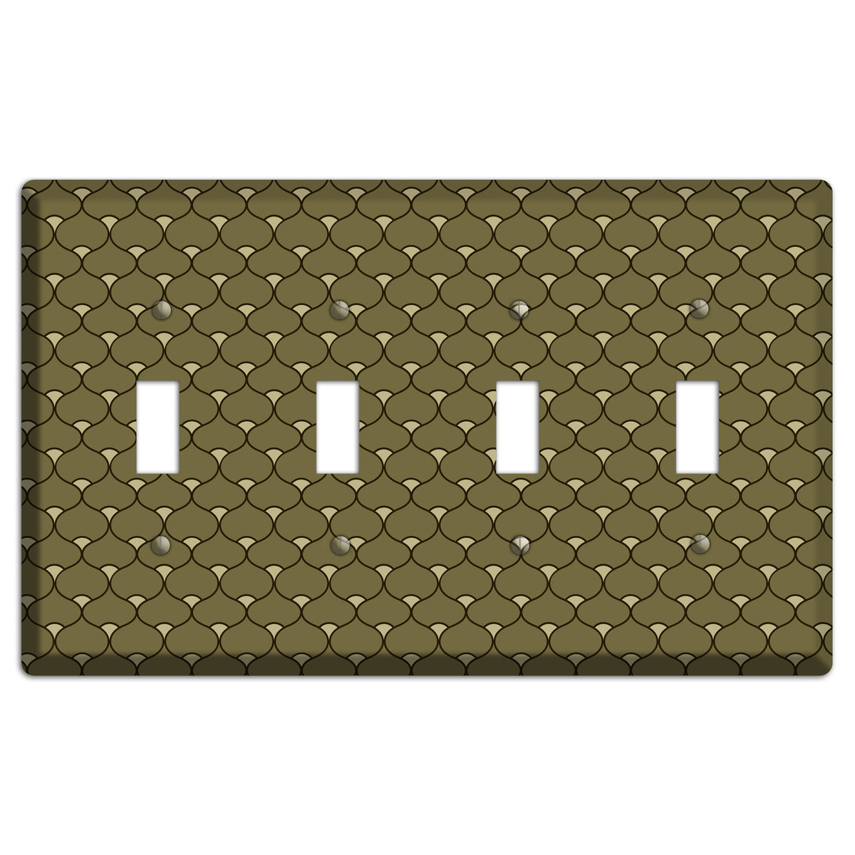 Brown Deco Scallop 4 Toggle Wallplate
