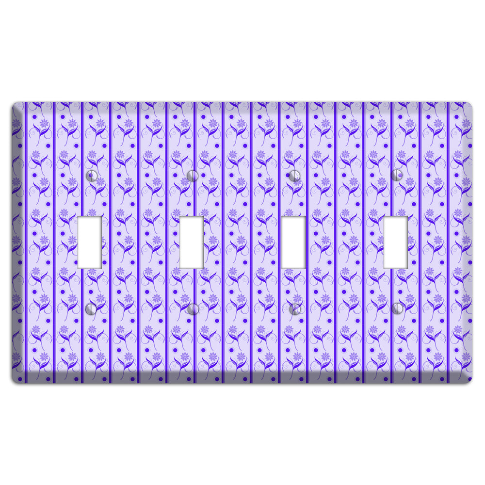 Purple Floral Pattern 4 Toggle Wallplate