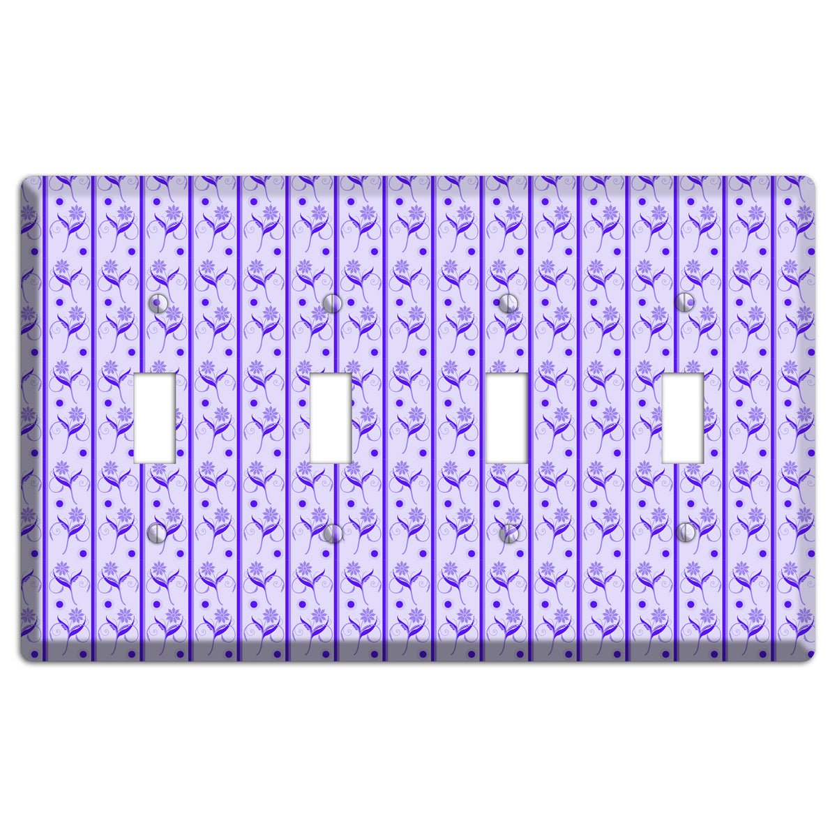 Purple Floral Pattern 4 Toggle Wallplate