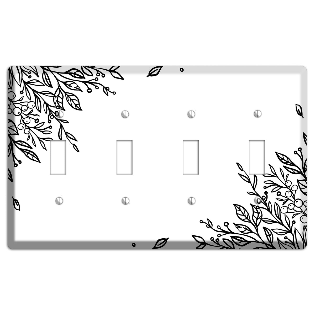 Hand-Drawn Floral 4 4 Toggle Wallplate