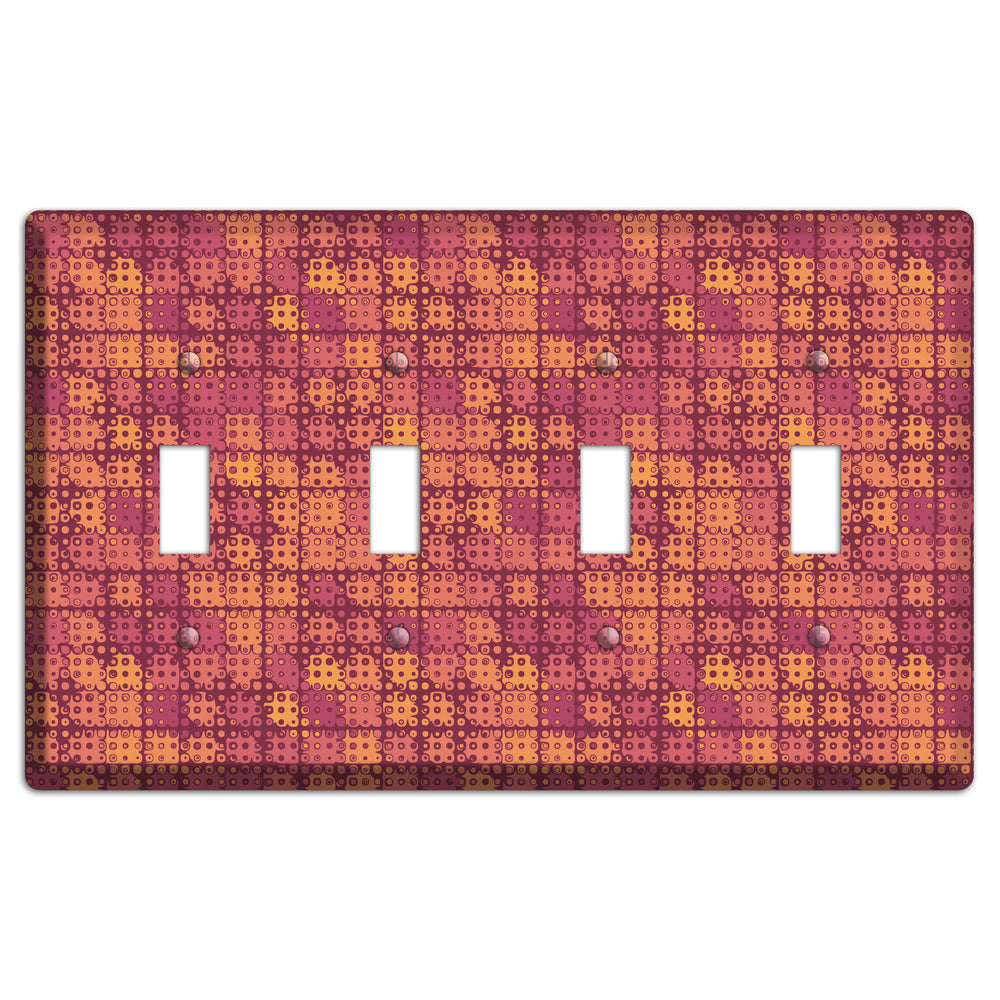 Coral Grunge Squares 4 Toggle Wallplate
