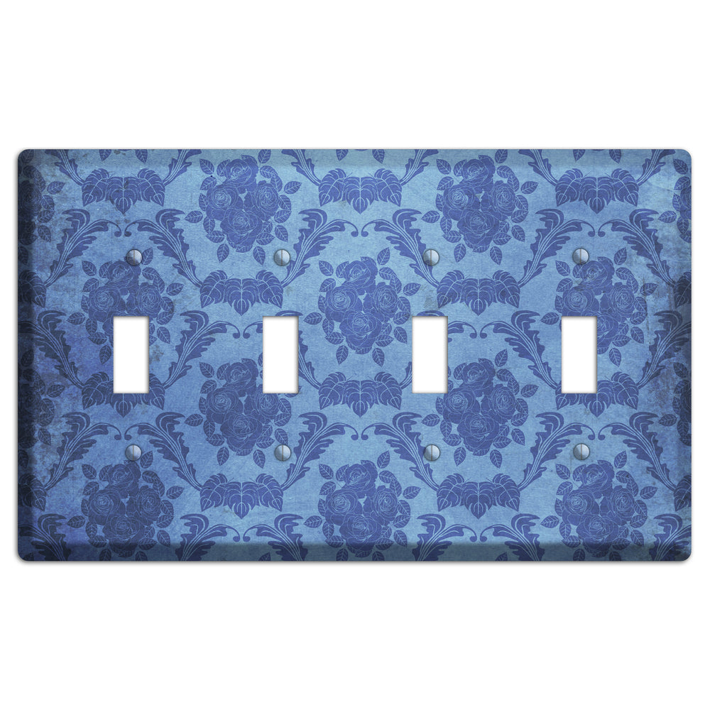 Polo Blue Vintage Rose Damask 4 Toggle Wallplate