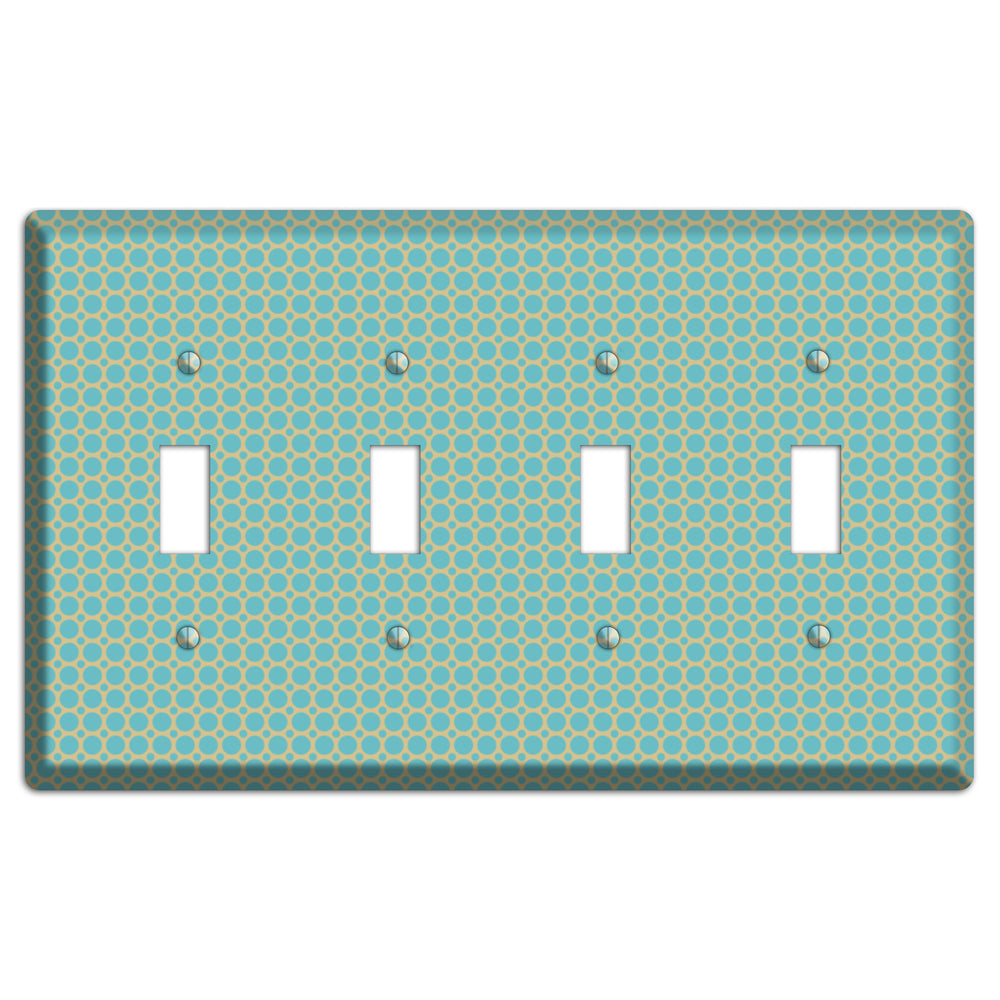 Dusty Blue Tiled Multi Small Dots 4 Toggle Wallplate
