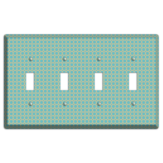 Dusty Blue Tiled Multi Small Dots 4 Toggle Wallplate