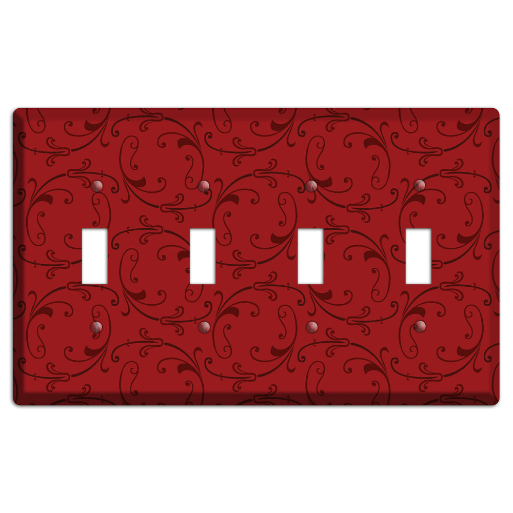 Red Victorian Sprig 4 Toggle Wallplate