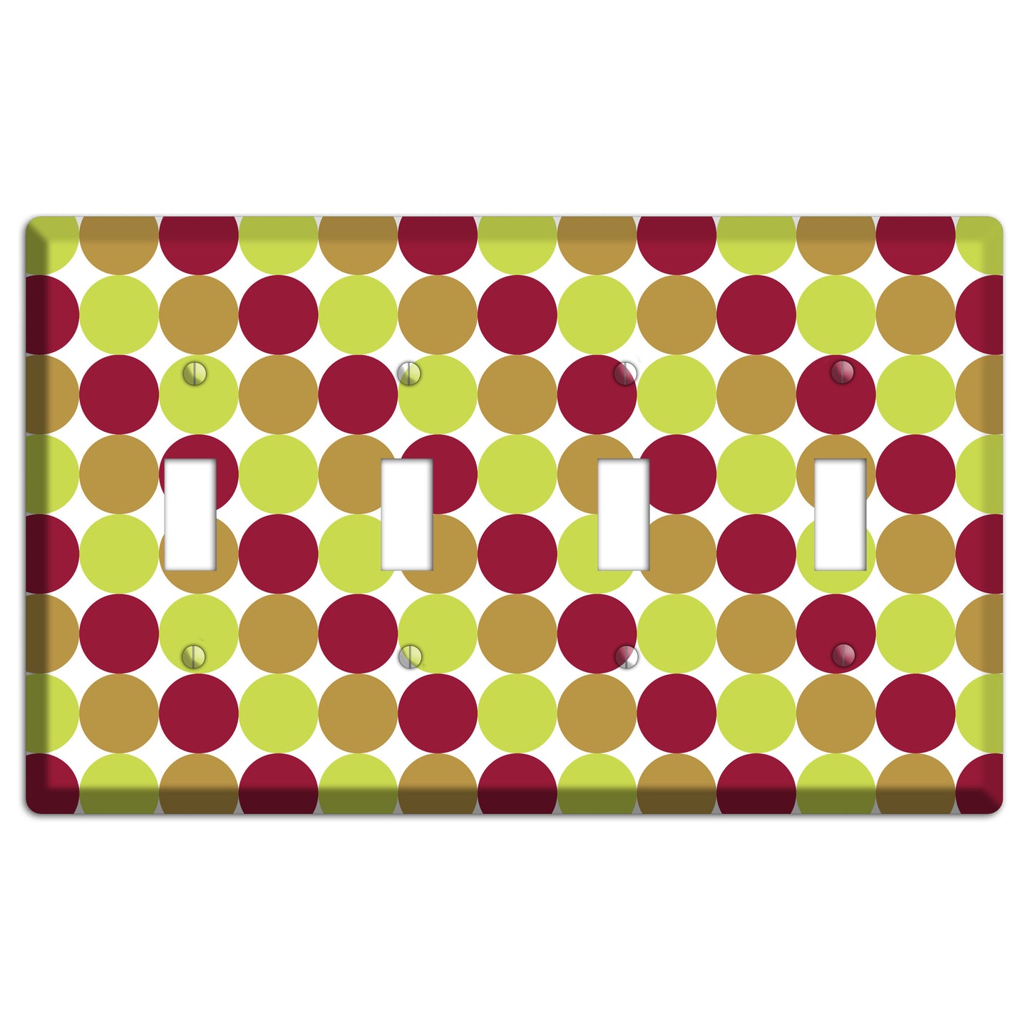 Lime Brown Maroon Tiled Dots 4 Toggle Wallplate