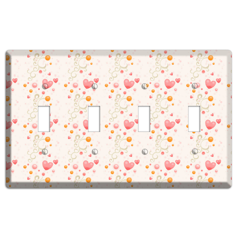 Bubbly Hearts 4 Toggle Wallplate
