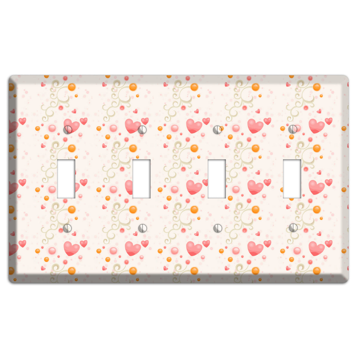 Bubbly Hearts 4 Toggle Wallplate