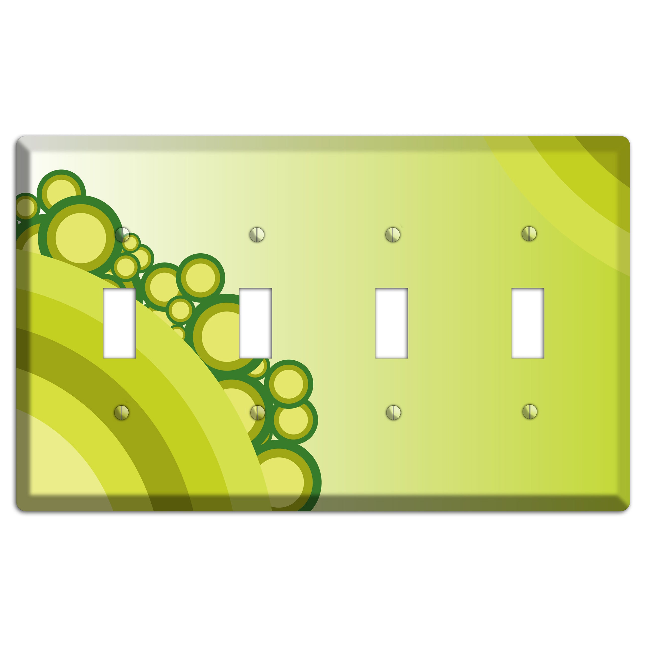Green Rainbow Dots 4 Toggle Wallplate