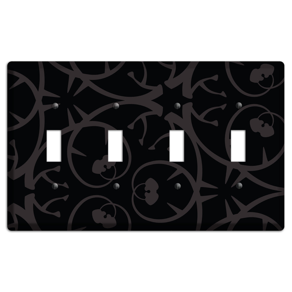 Black with Grey Abstract Swirl 4 Toggle Wallplate