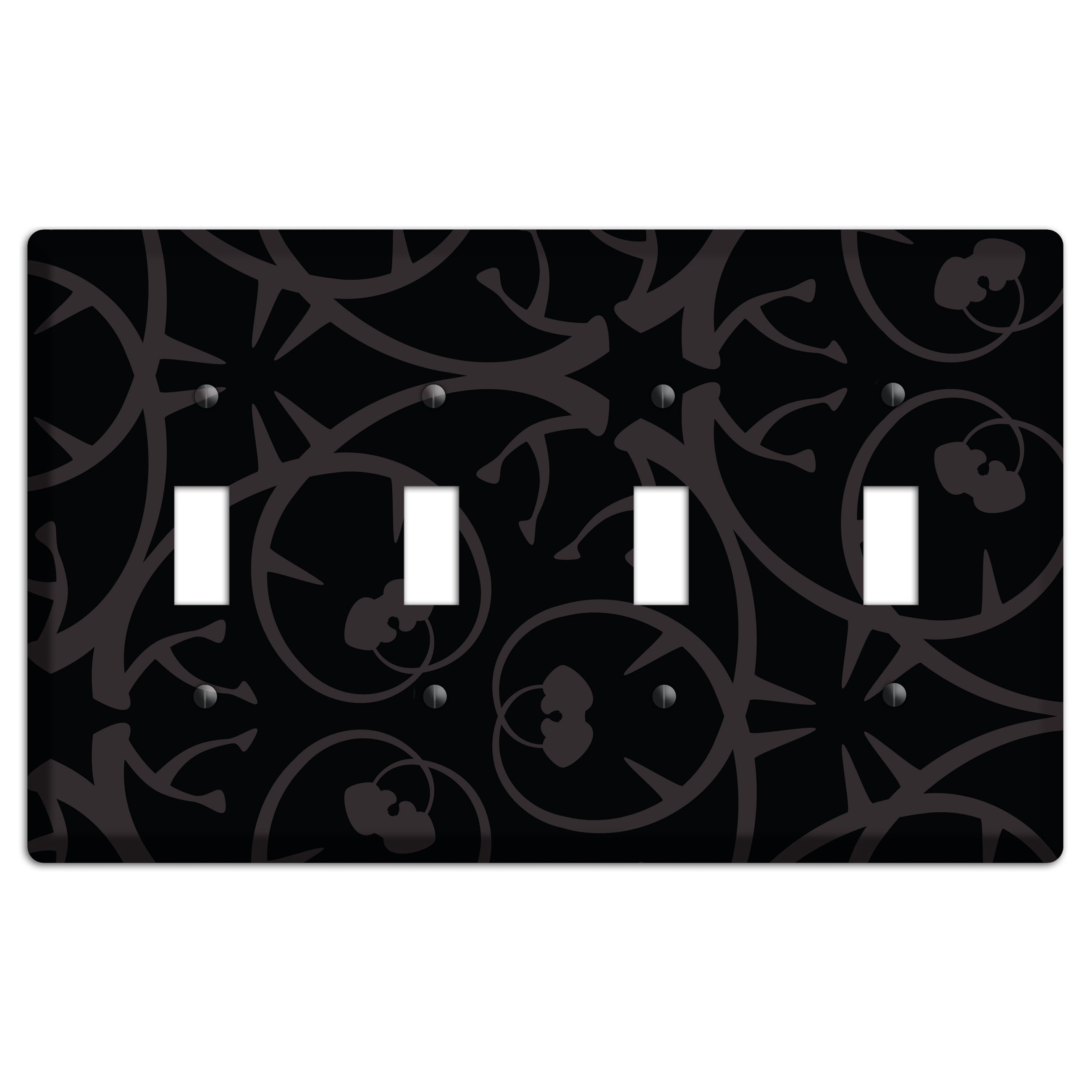 Black with Grey Abstract Swirl 4 Toggle Wallplate