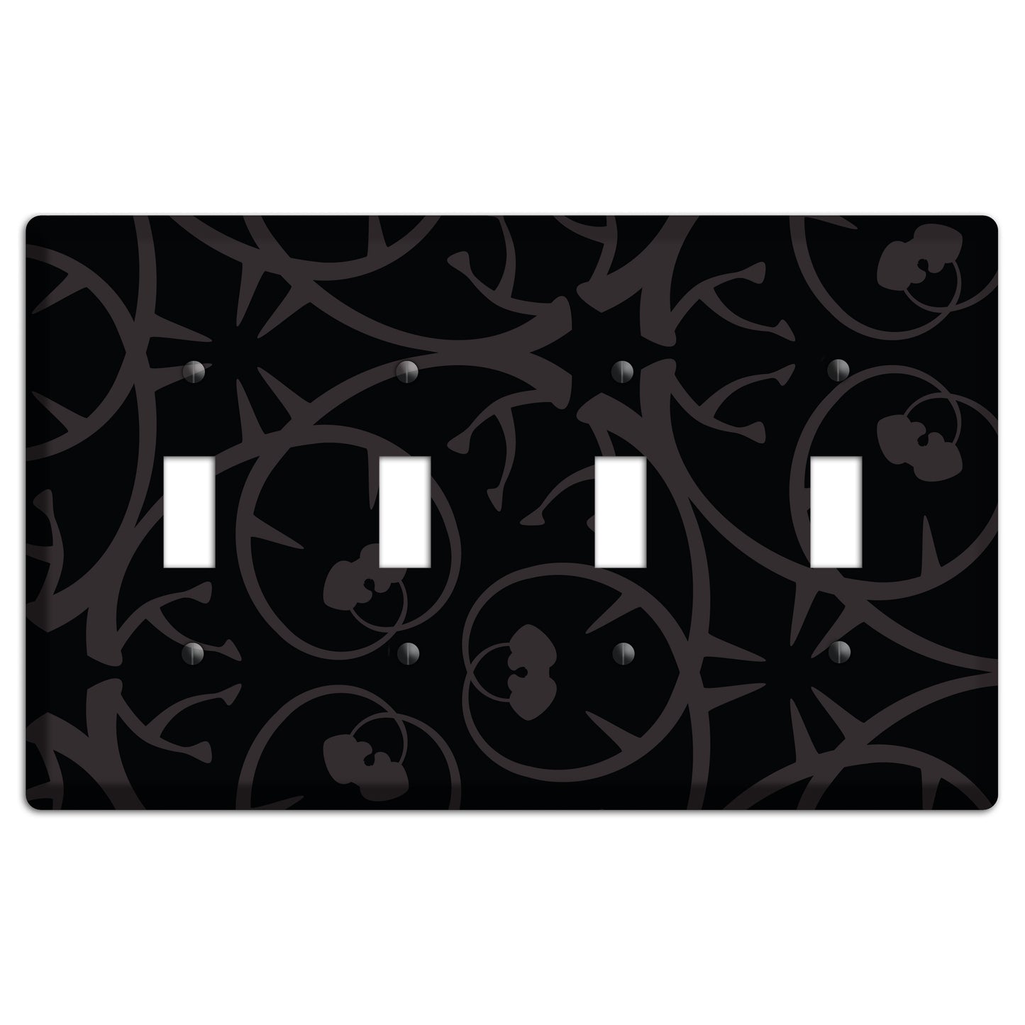 Black with Grey Abstract Swirl 4 Toggle Wallplate