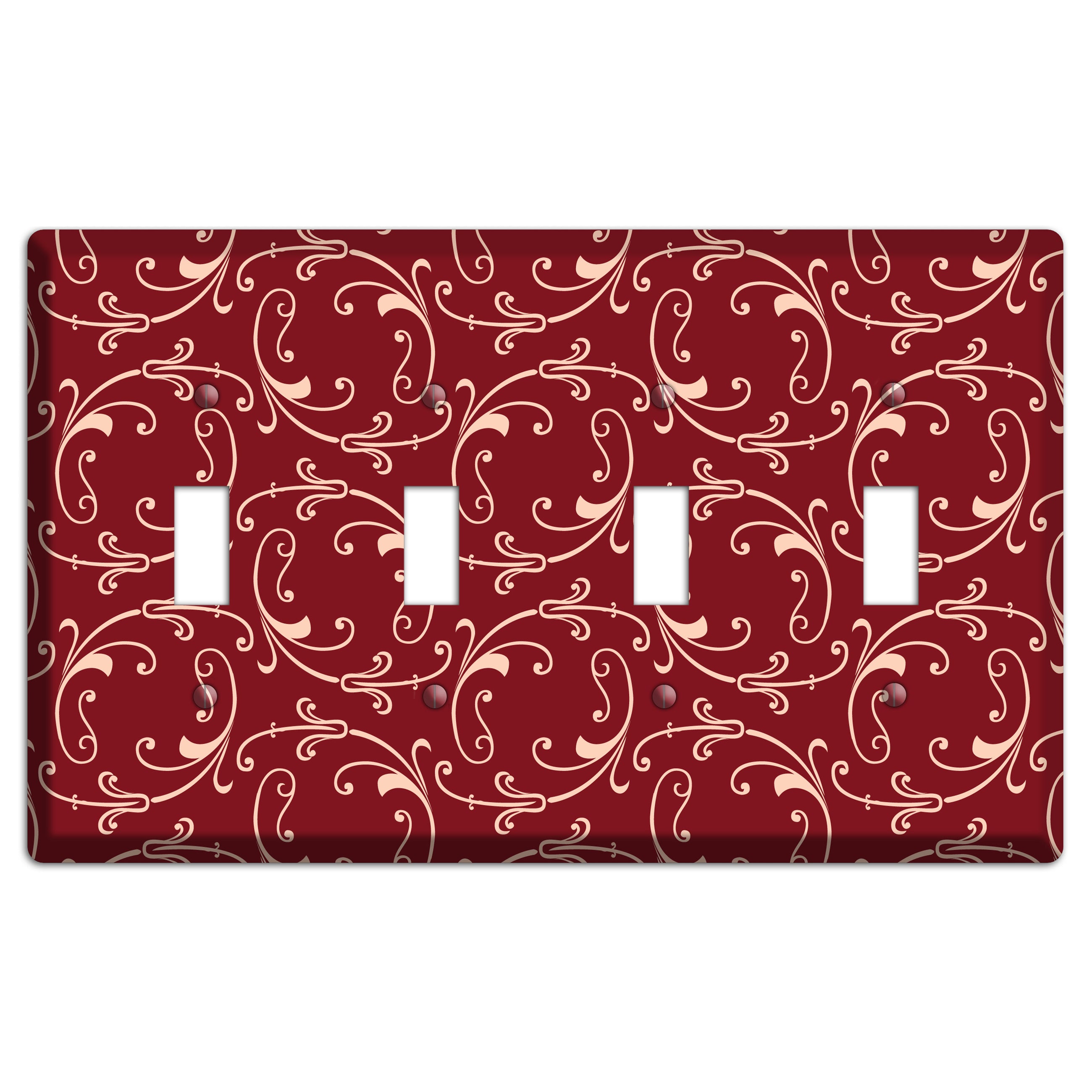 Burgundy Victorian Sprig 4 Toggle Wallplate