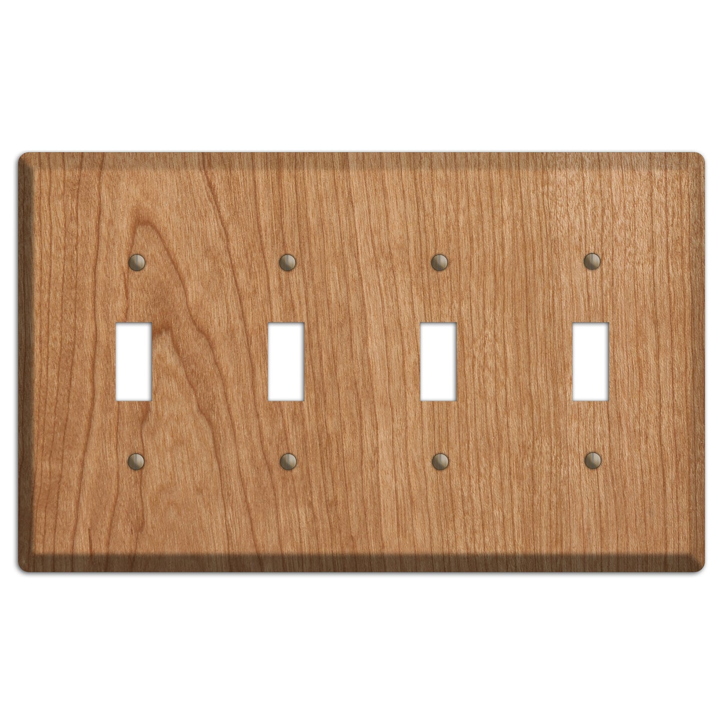 Unfinished Cherry Wood Four Toggle Switchplate