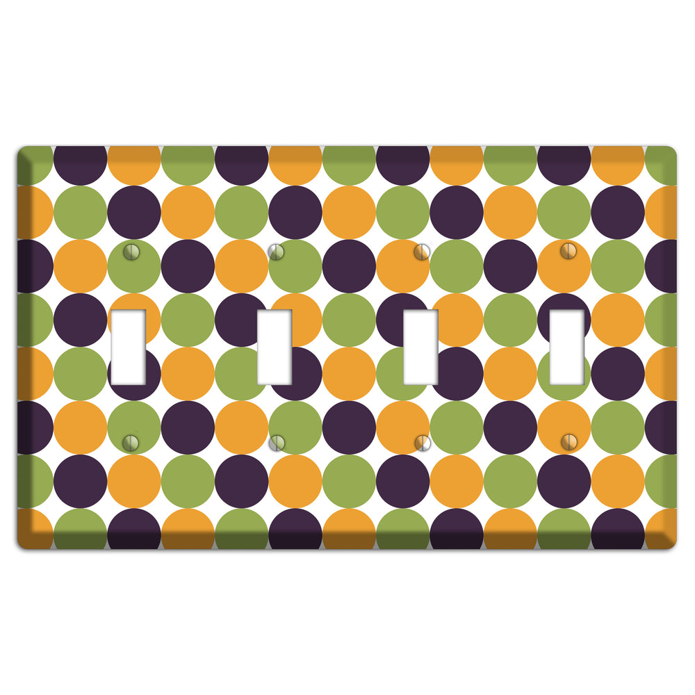 Olive Eggplant Orange Tiled Dots 4 Toggle Wallplate