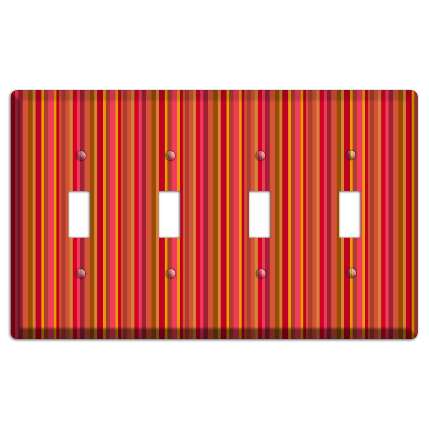 Multi Red Vertical Stripes 4 Toggle Wallplate