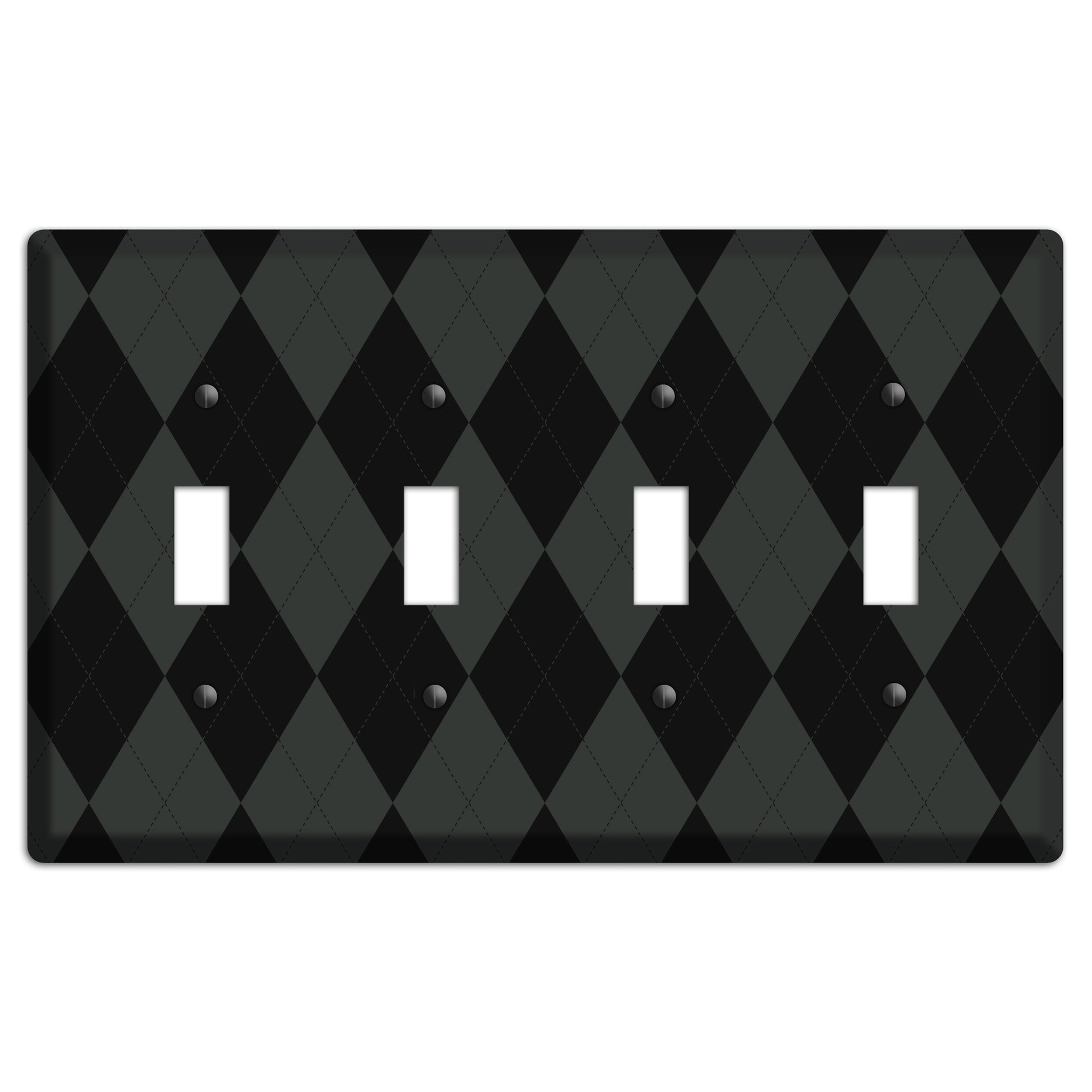 Gray and Black Argyle 4 Toggle Wallplate