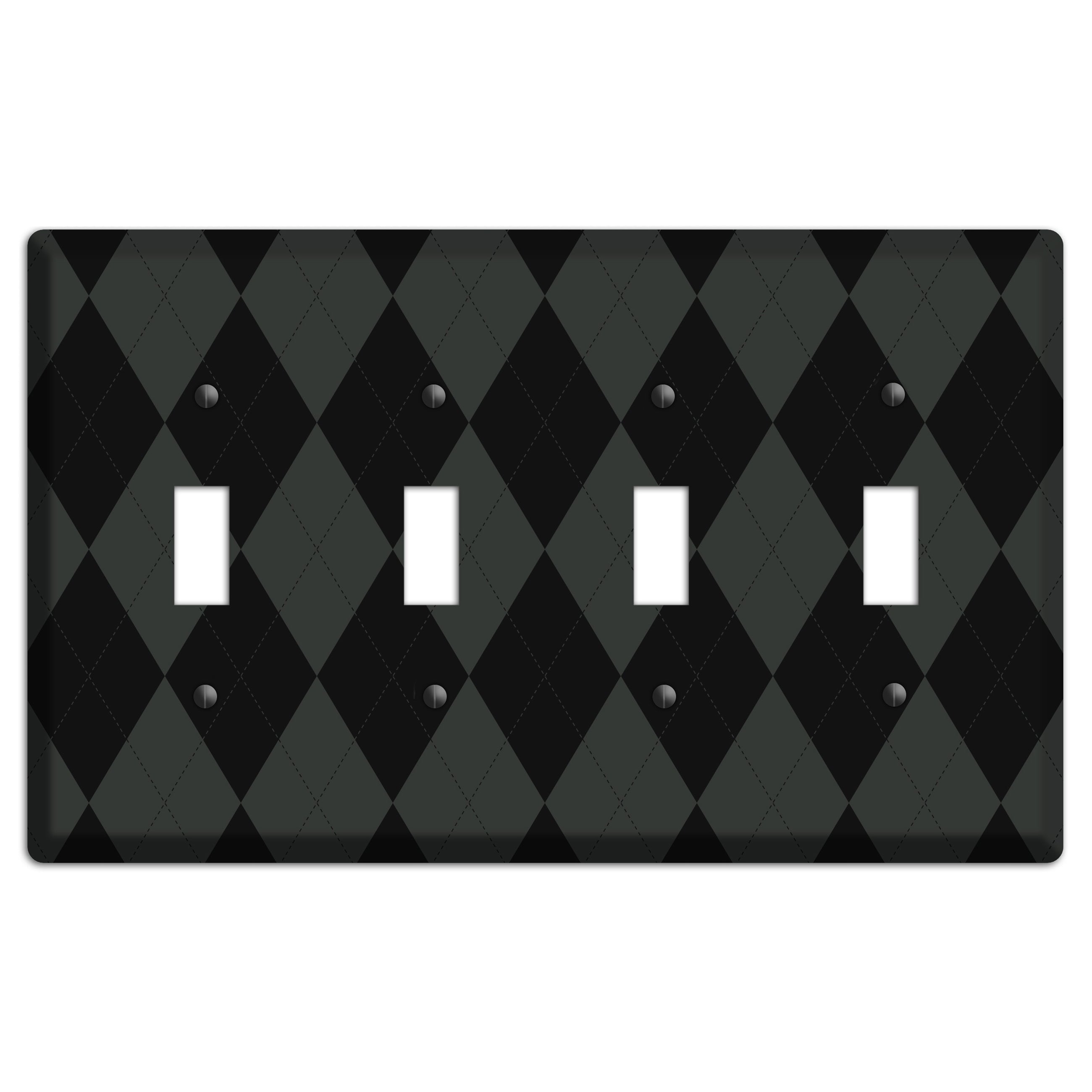 Gray and Black Argyle 4 Toggle Wallplate