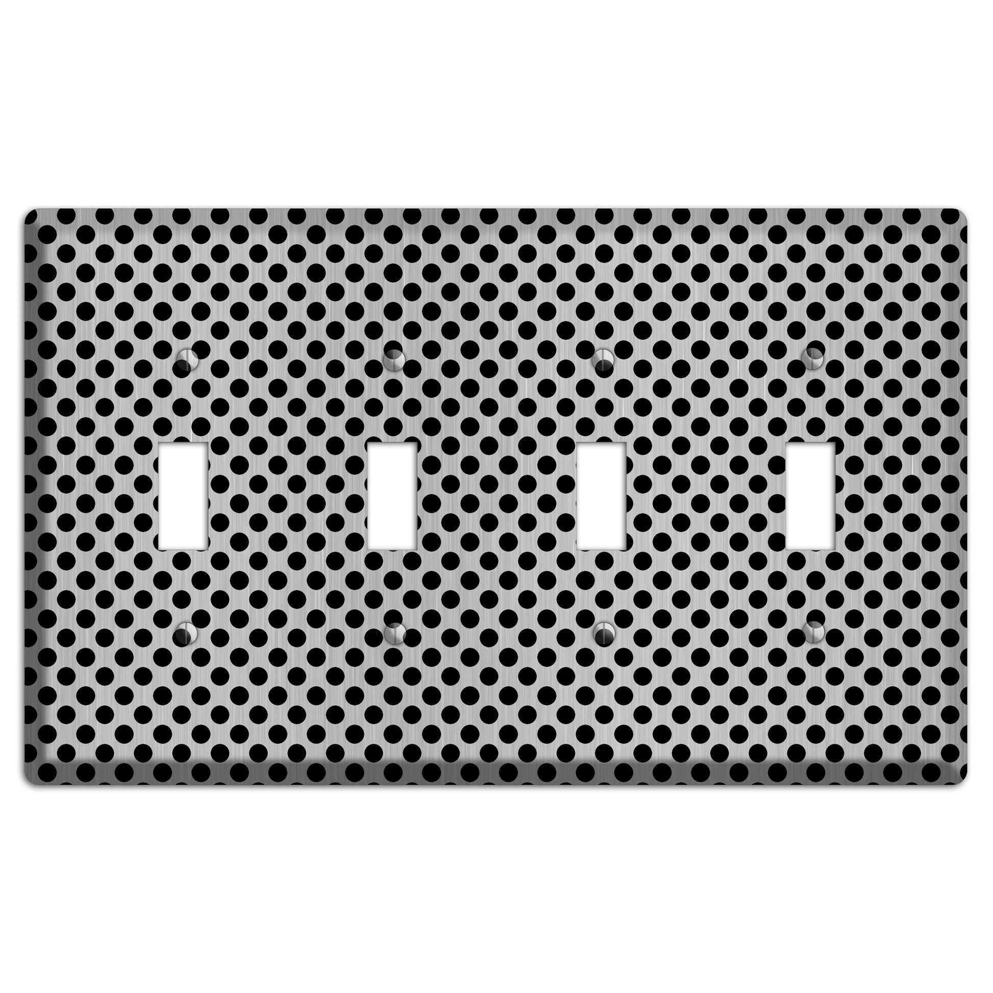 Packed Small Polka Dots Stainless 4 Toggle Wallplate