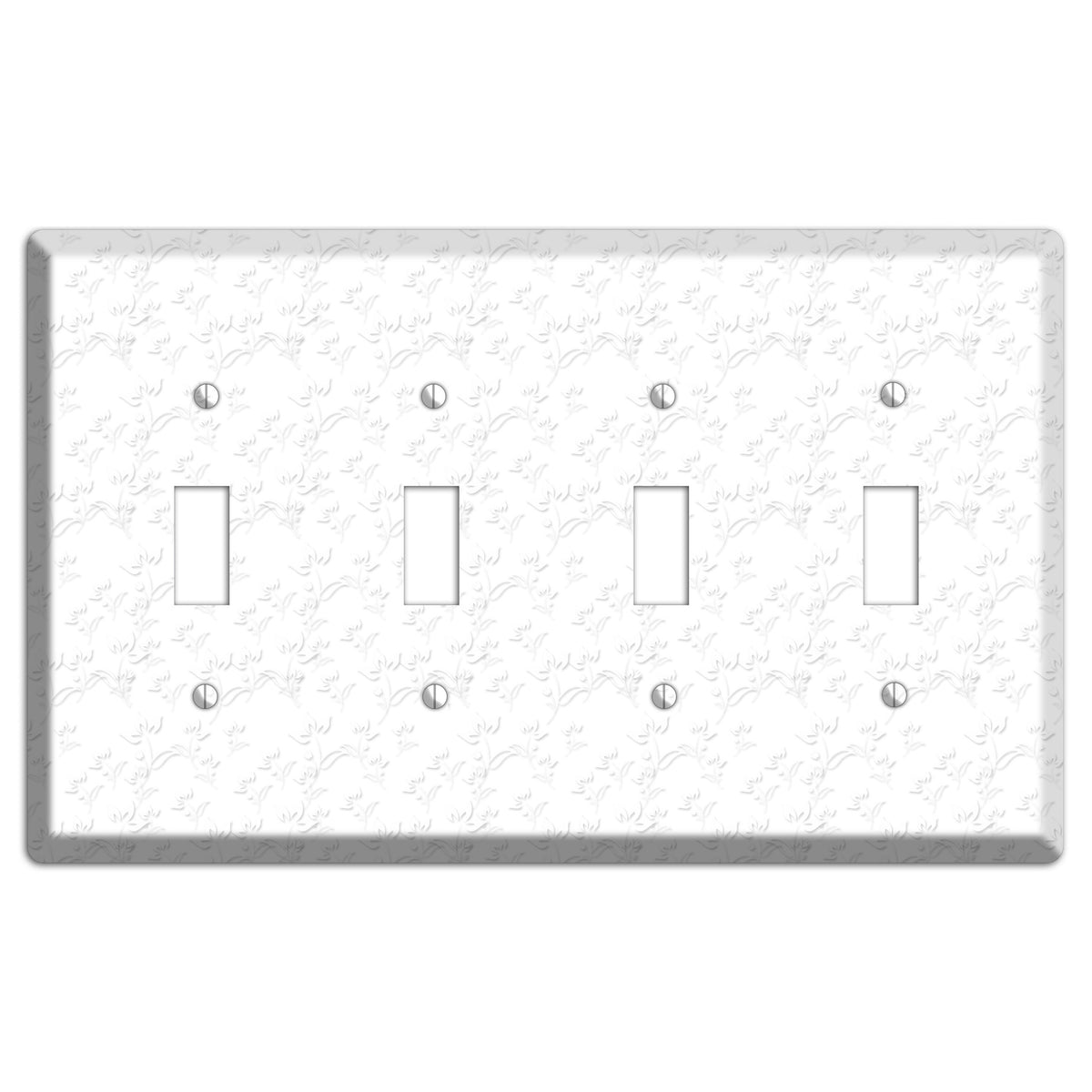 White with Grey Sprig 4 Toggle Wallplate