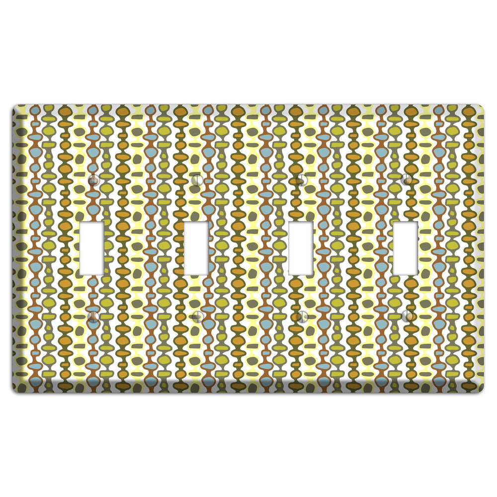 Multi Grey and Umber Bead and Reel 4 Toggle Wallplate