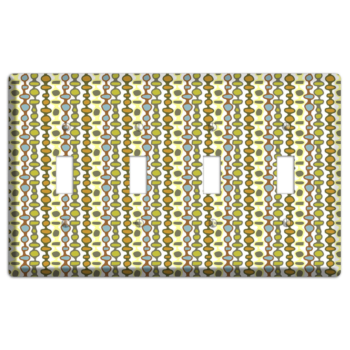 Multi Grey and Umber Bead and Reel 4 Toggle Wallplate