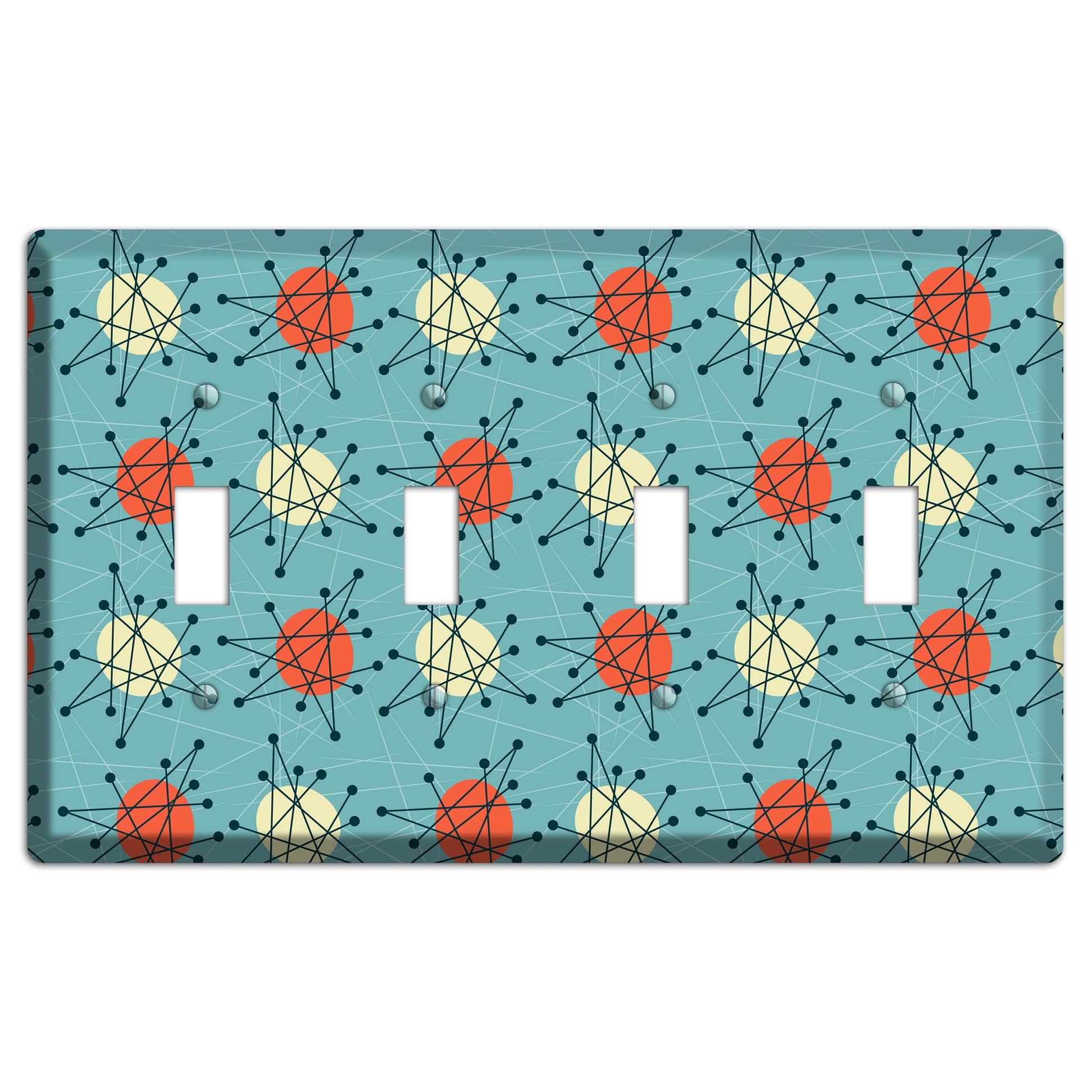 Orange And Yellow Atomic Burst 4 Toggle Wallplate