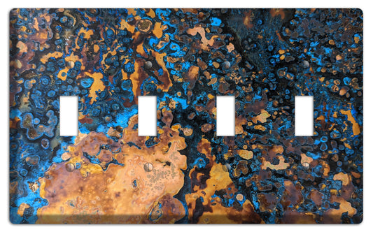 Copper Turquoise Four Toggle Switchplate