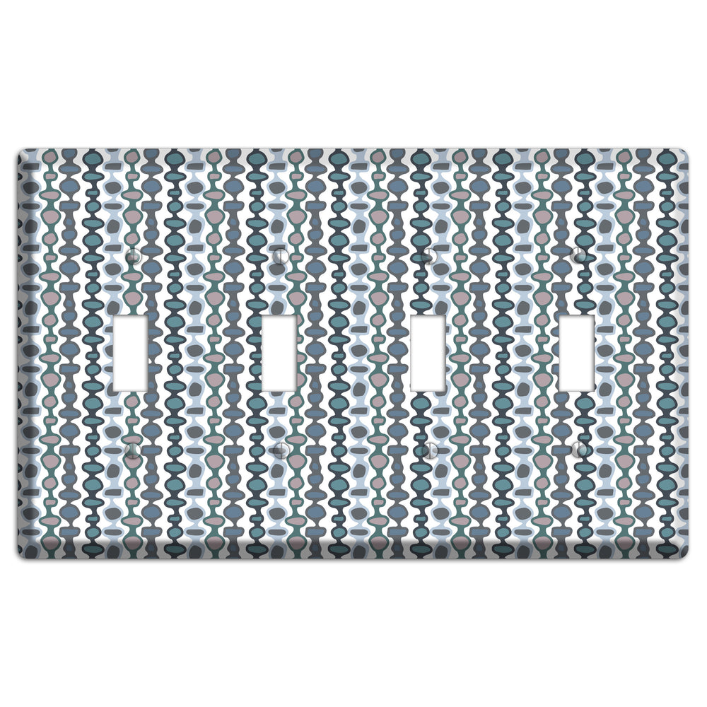 Grey and Multi Blue Bead and Reel 4 Toggle Wallplate