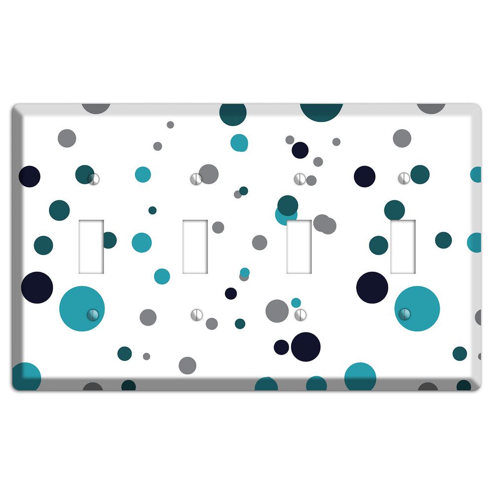 Teal and Blue Dots 4 Toggle Wallplate
