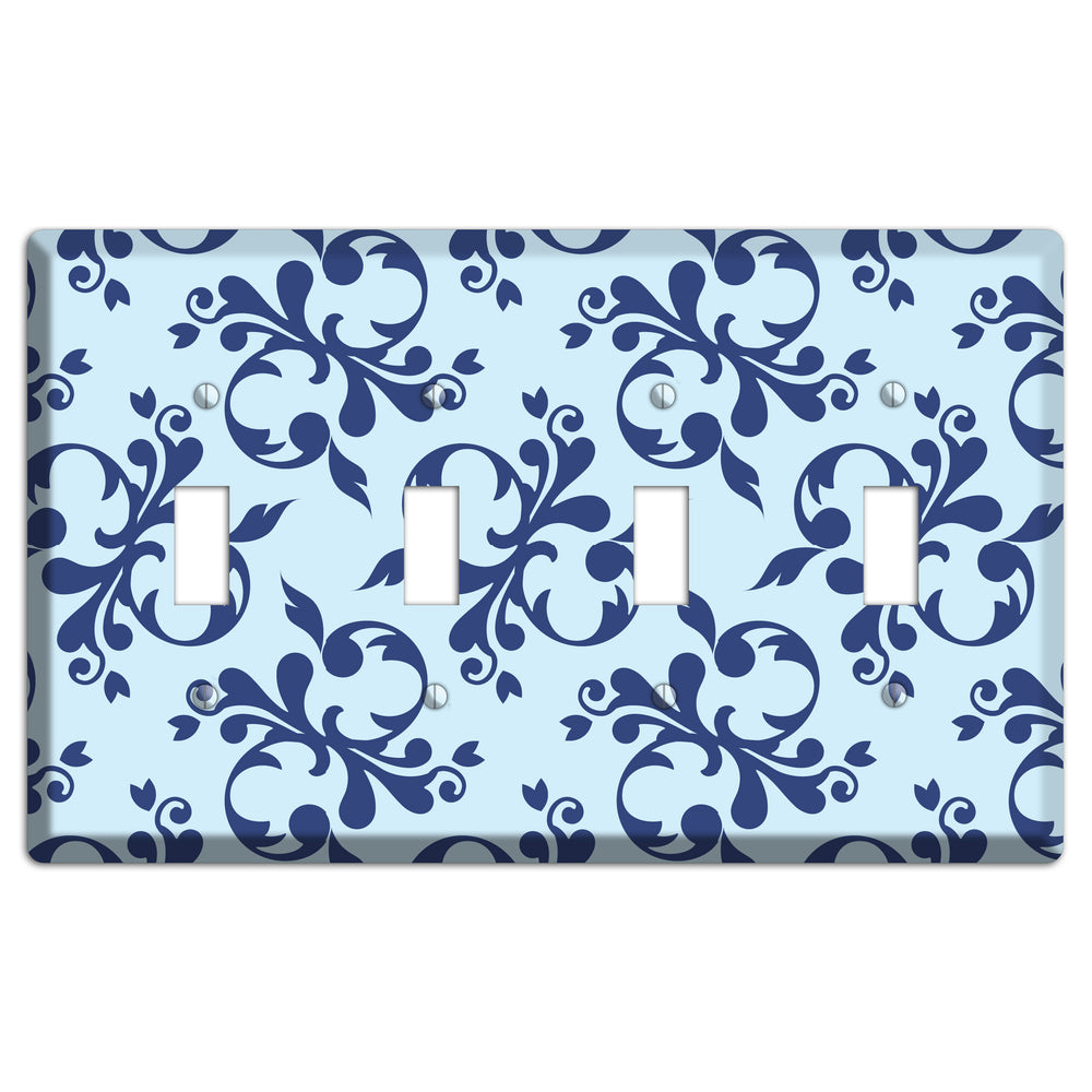 Blue Victorian Toile 4 Toggle Wallplate