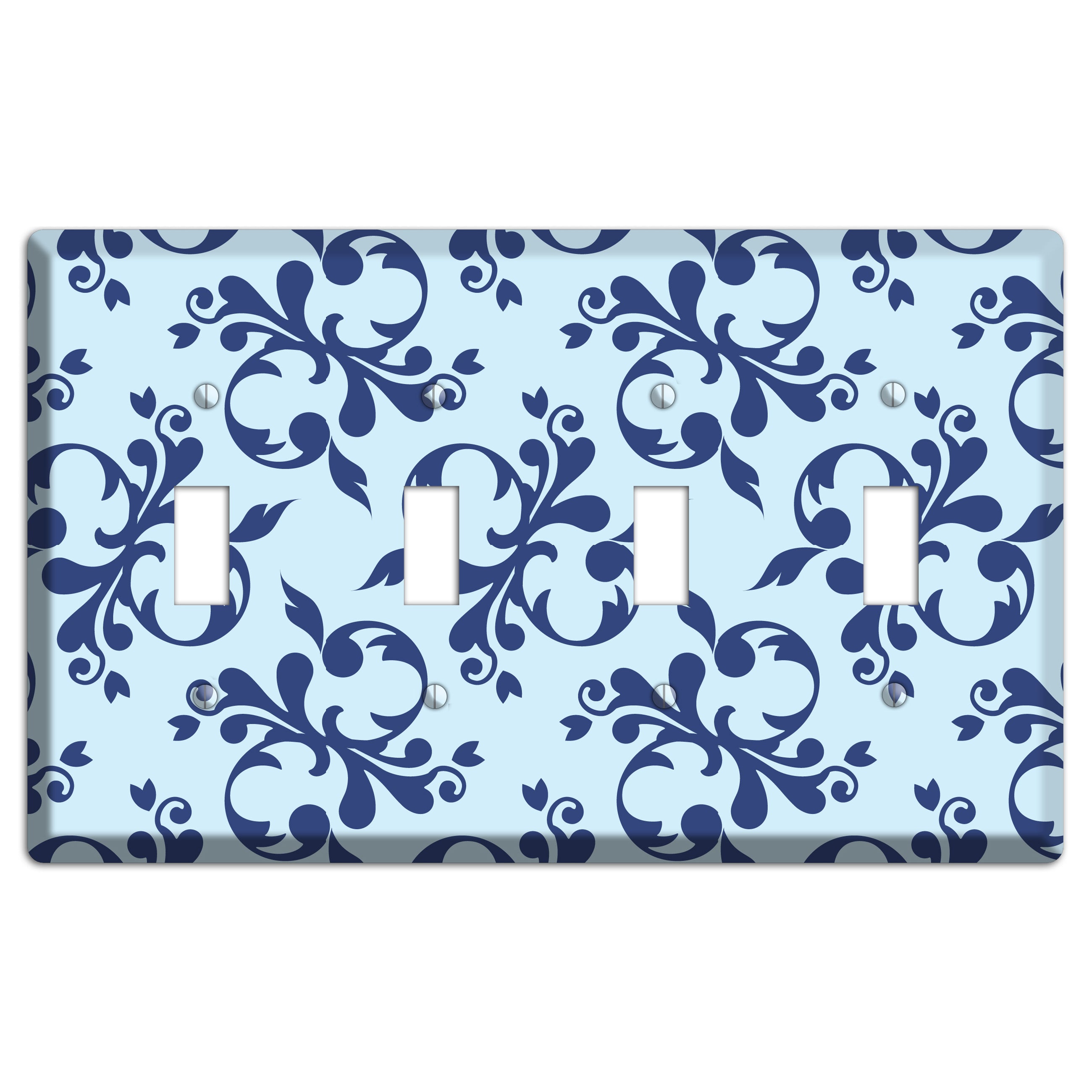 Blue Victorian Toile 4 Toggle Wallplate