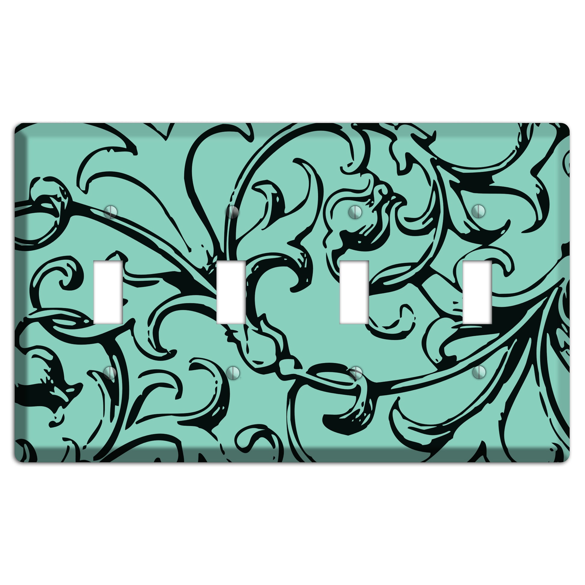 Victorian Aqua 4 Toggle Wallplate