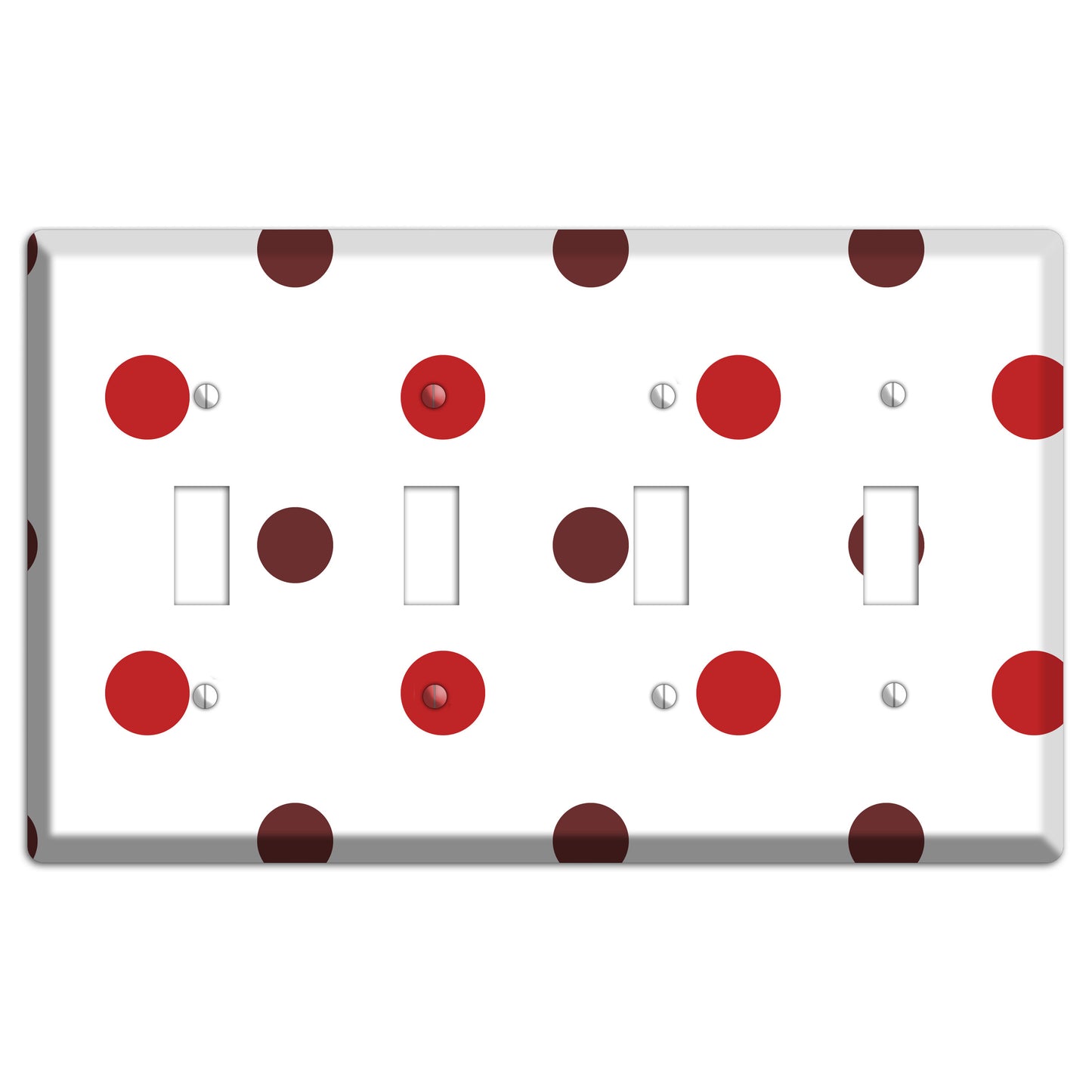Red and Brown Medium Polka Dots 4 Toggle Wallplate