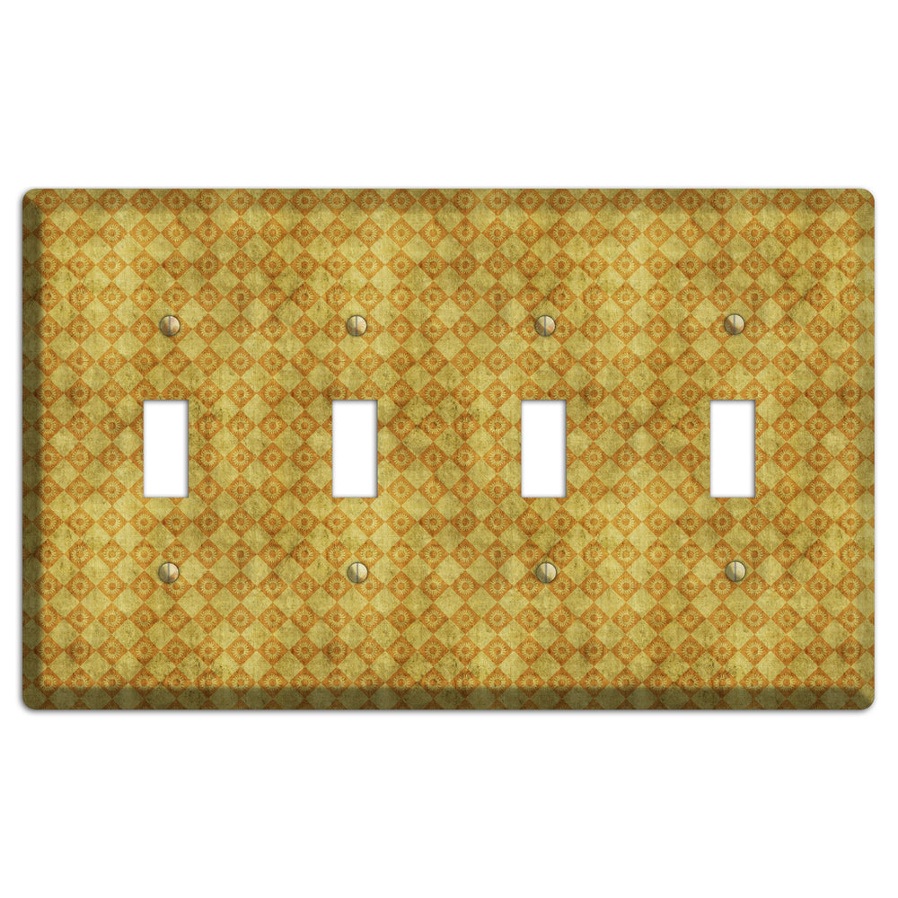Mustard Diamond Circles 4 Toggle Wallplate