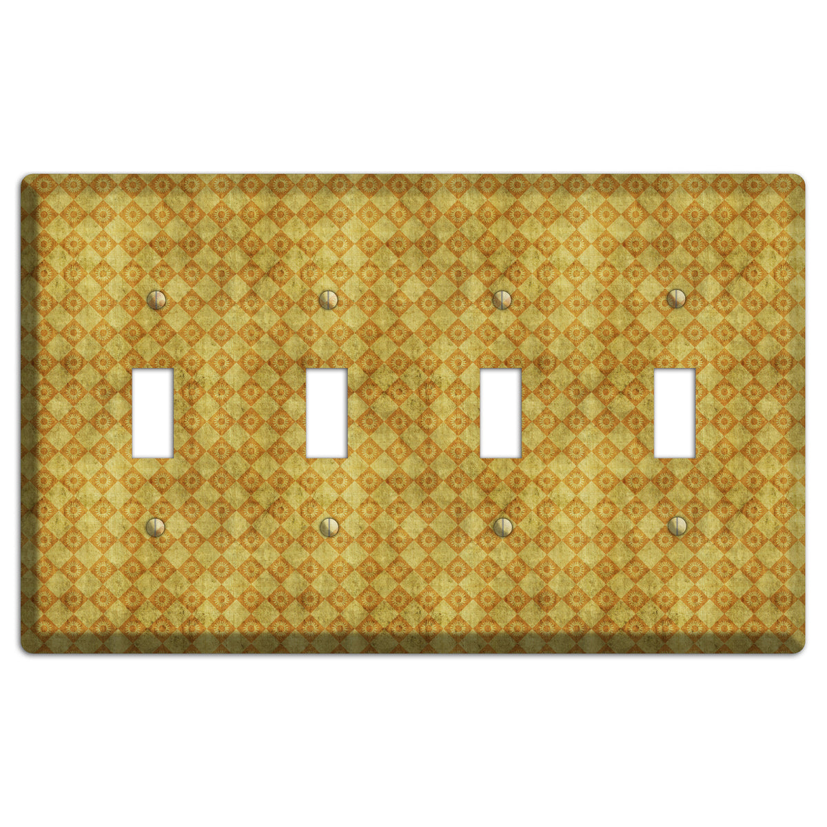 Mustard Diamond Circles 4 Toggle Wallplate