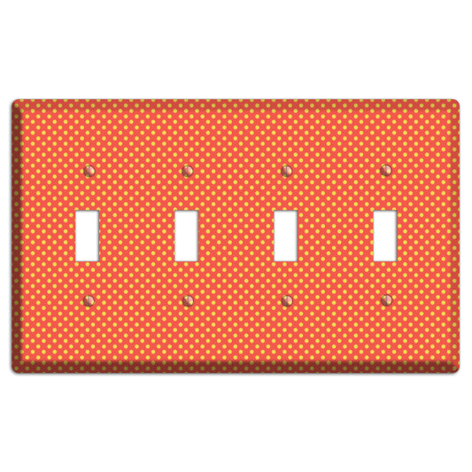 Orange Multi Tiny Polka Dots 4 Toggle Wallplate