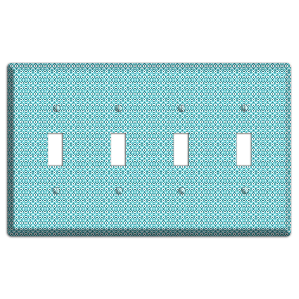 Turquoise Tiny Double Scallop 4 Toggle Wallplate