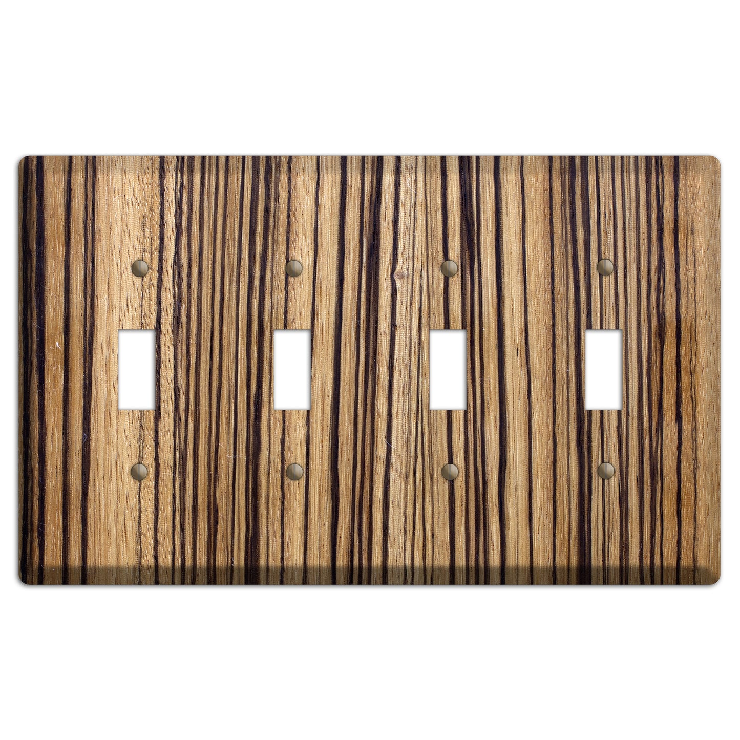 Zebrawood Wood Four Toggle Switchplate