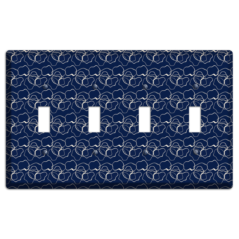Blue with Irregular Circles 4 Toggle Wallplate