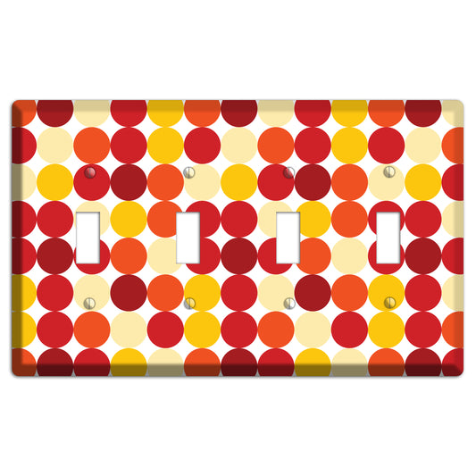 Multi Red and Beige Dots 4 Toggle Wallplate