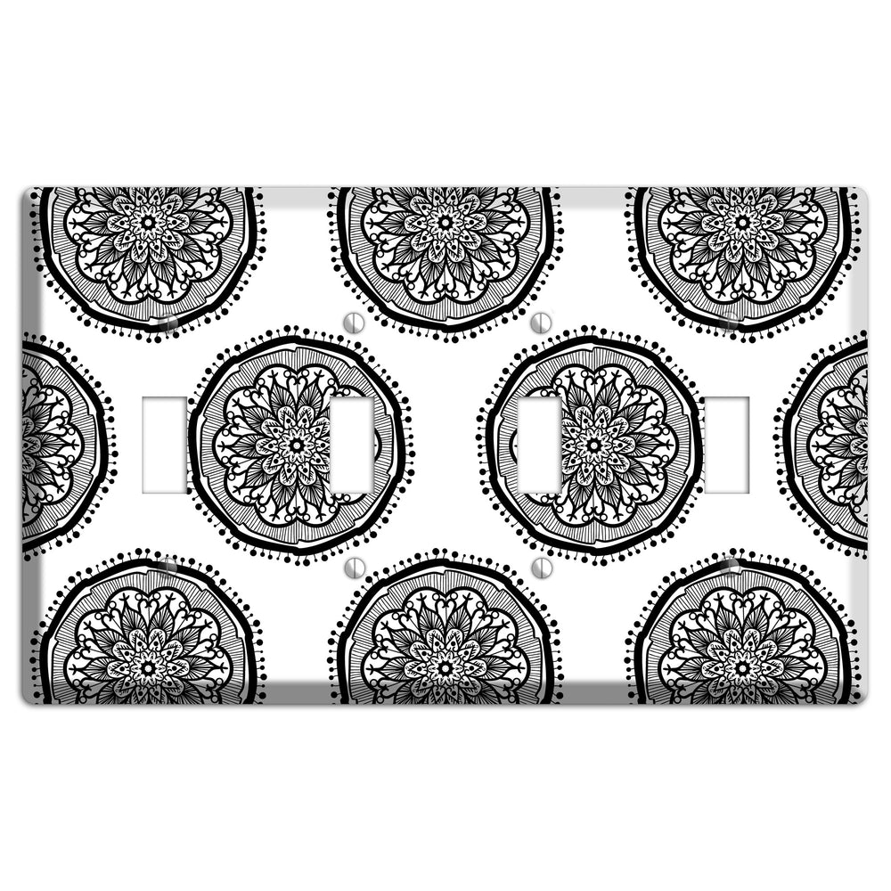 Mandala Black and White Style R Cover Plates 4 Toggle Wallplate