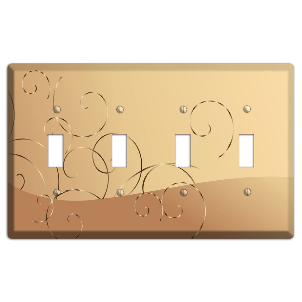 Light Brown and Beige Swirl 4 Toggle Wallplate