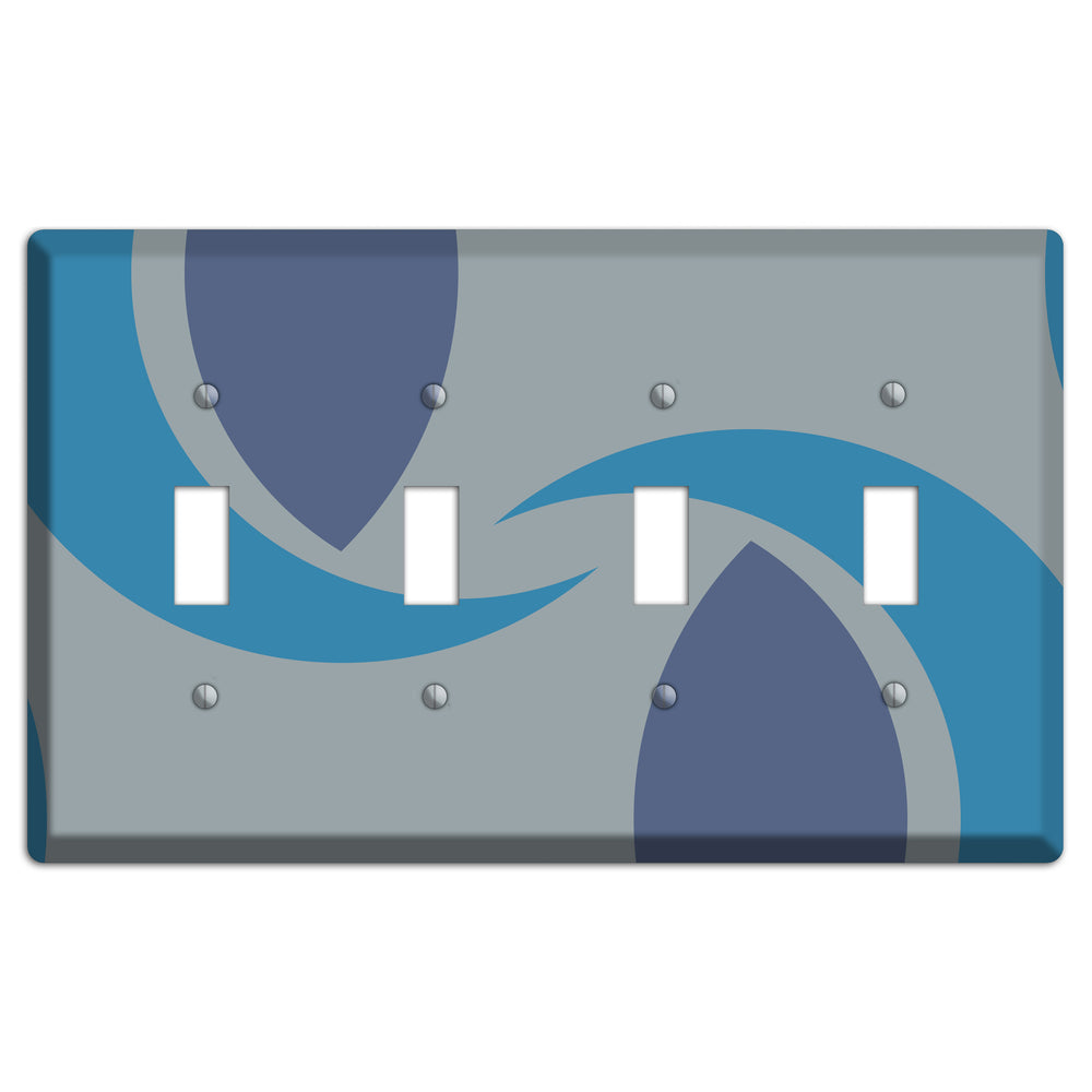 Grey and Blue Abstract 4 Toggle Wallplate