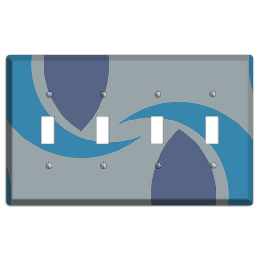 Grey and Blue Abstract 4 Toggle Wallplate