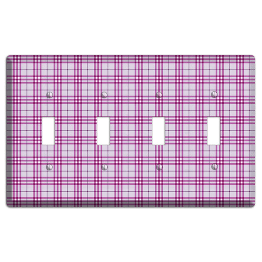 Purple Plaid 4 Toggle Wallplate