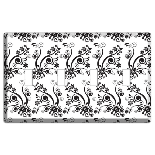 Scrolled Floral Toile 4 Toggle Wallplate