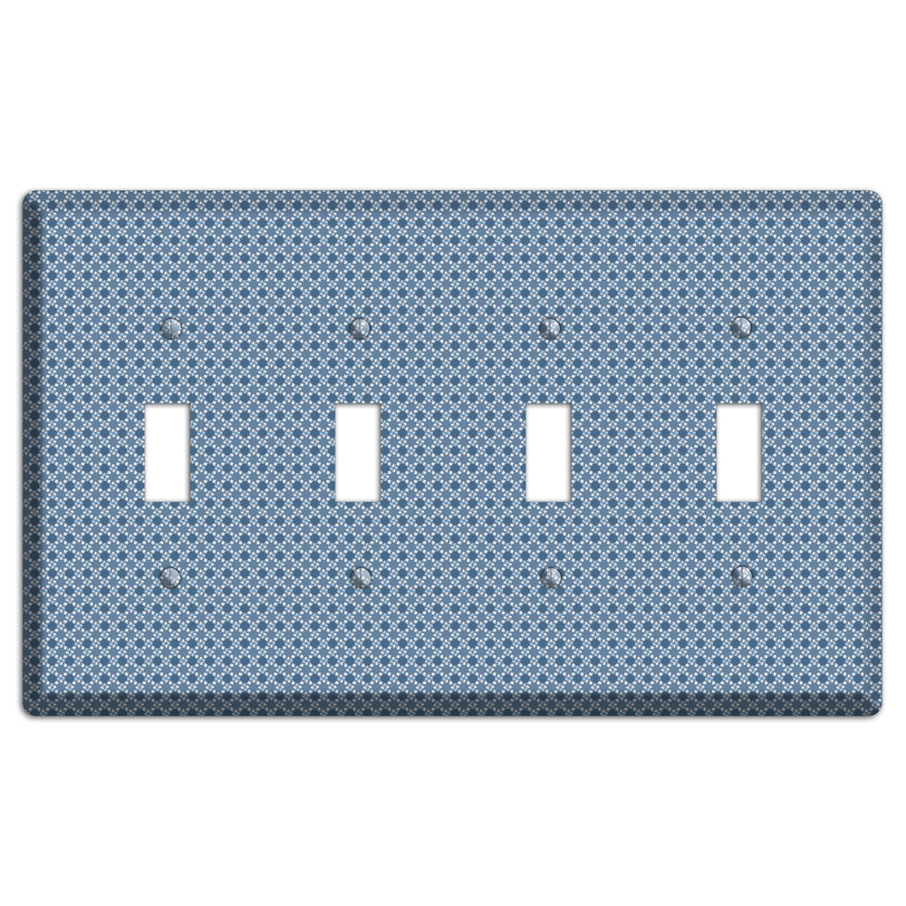 Multi Blue Checkered Foulard 4 Toggle Wallplate