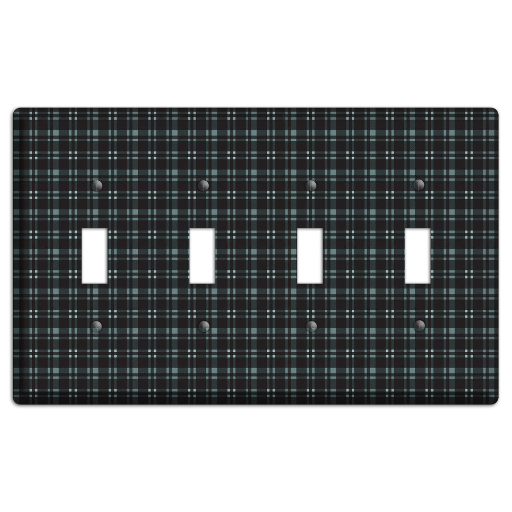 Black Plaid 4 Toggle Wallplate