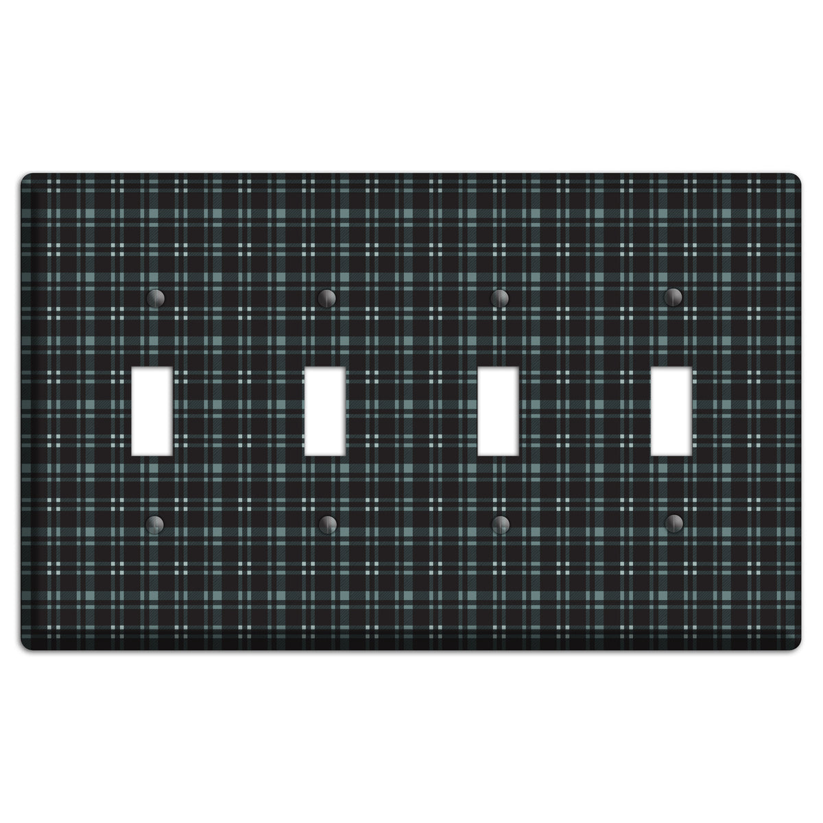 Black Plaid 4 Toggle Wallplate